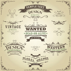 Hand Drawn Western Banners And Ribbons
