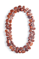 Number 0 from coffee beans