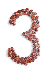 Number 3 from coffee beans