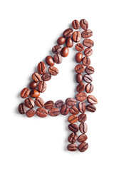 Number 4 from coffee beans
