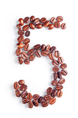 Number 5 from coffee beans