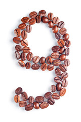 Number 9 from coffee beans