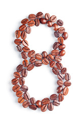 Number 8 from coffee beans