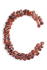 Letter C from coffee beans
