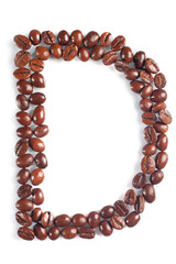 Letter D from coffee beans