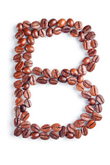 Letter B from coffee beans