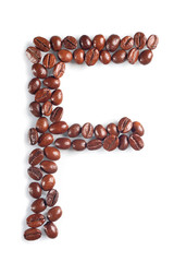 Letter F from coffee beans