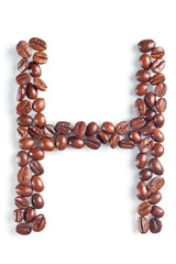 Letter H from coffee beans