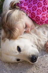 Little girl with dog