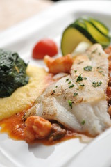 BBQ Fillet of Fish with Vegetables and Greens