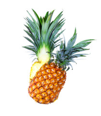 Pineapple cut in half on a white background isolated