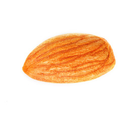 one almond isolated on a white background.