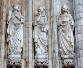 Brussels - Detail from side portal of Notre Dame du Sablon