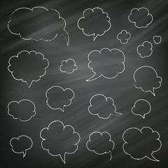 Vector Speech and Thought Bubbles on a Chalkboard Background