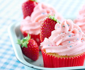 Strawberry cupcakes with sprinkles