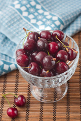 Cherries in a glass bowl