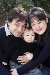 Mixed race asian caucasian family