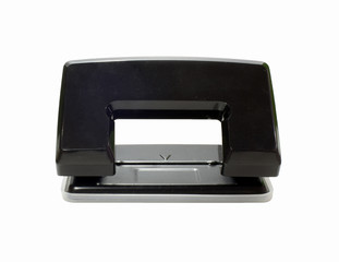 Black office hole punch on a white