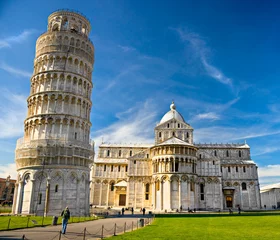 Deurstickers De scheve toren Pisa, Piazza dei miracoli.