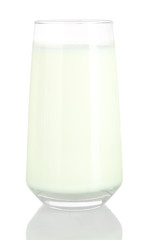 Glass of milk isolated on white