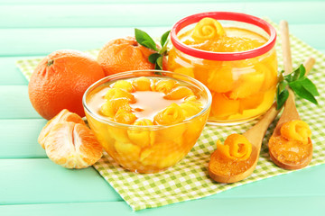 Orange jam with zest and tangerines