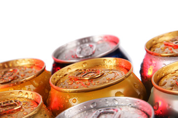 Metal tins on isolated on white