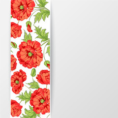 Background with red poppies.