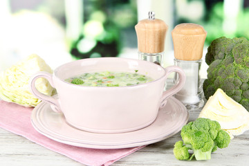 Cabbage soup in plate