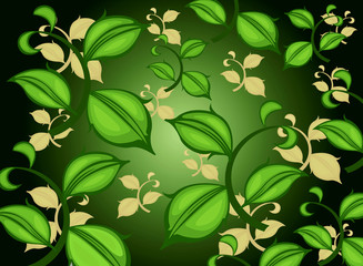 Green leaf pattern vector background