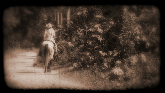 Vintage Film of a person riding a horse
