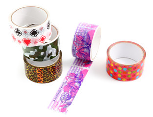 Packing tape with print. Masking tape for gift wrapping. A set