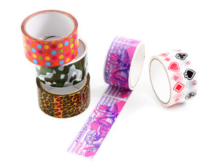 Packing tape with print. Masking tape for gift wrapping. A set