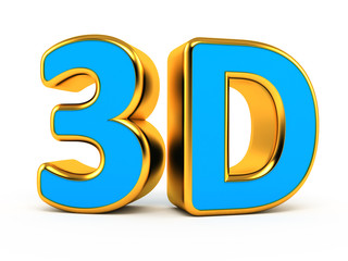 "3d" blue with gold symbol