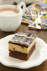 Brownies with peanuts and chocolate.