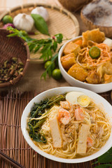 prawn noodles also known as har mee, famous food in Malaysia