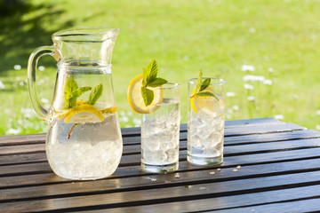 cold summer drinks in garden