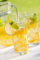 cold summer drinks in garden