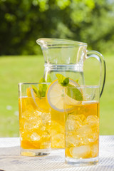 cold summer drinks in garden