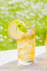 cold summer drinks in garden
