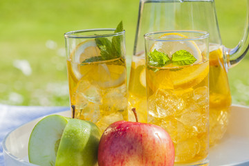 cold summer drinks in garden