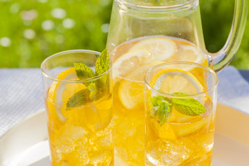 cold summer drinks in garden