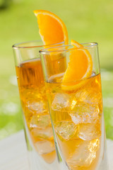 cold summer drinks in garden