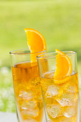 cold summer drinks in garden