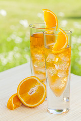 cold summer drinks in garden