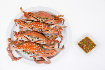 Steamed crabs with seafood sauce