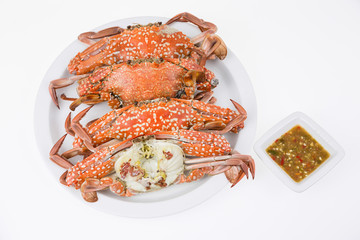 Steamed crabs with seafood sauce