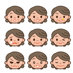 シニア 女性 表情 セット