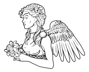 Stylised angel woman illustration