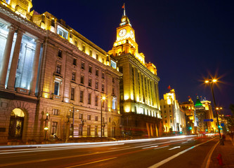 Shanghai in the night time. View from the bund