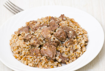 Buckwheat porridge with chicken liver